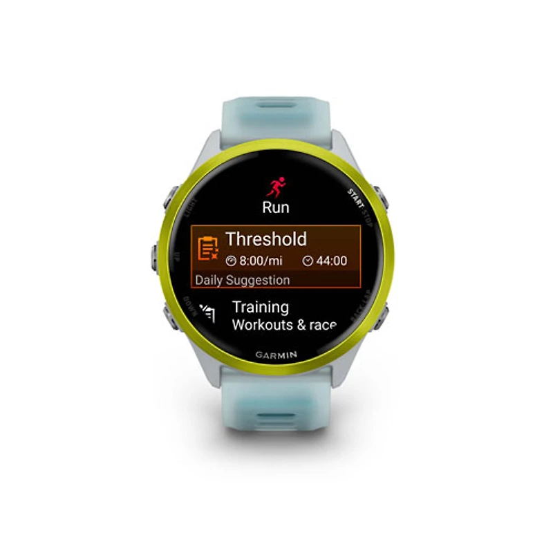 Montre intelligente Bluetooth de 47 mm Forerunner 570 de Garmin pour la course - Blanc translucide/Turquoise