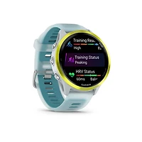 Montre intelligente Bluetooth de 47 mm Forerunner 570 de Garmin pour la course - Blanc translucide/Turquoise