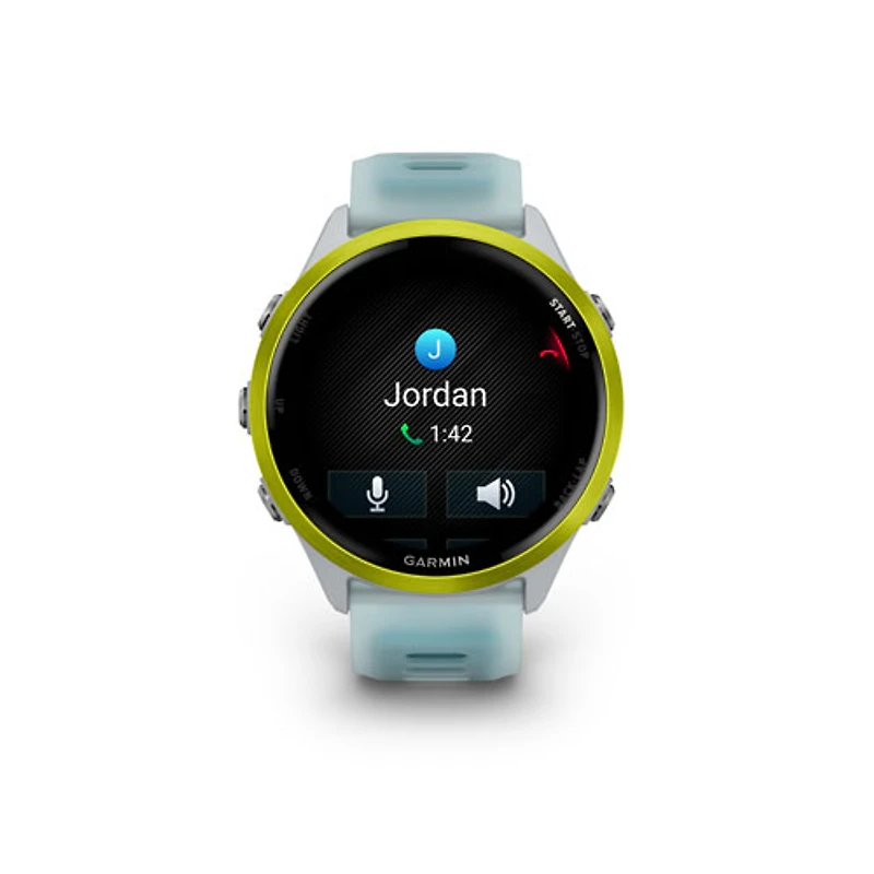 Montre intelligente Bluetooth de 47 mm Forerunner 570 de Garmin pour la course - Blanc translucide/Turquoise