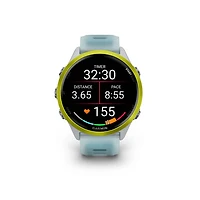 Montre intelligente Bluetooth de 47 mm Forerunner 570 de Garmin pour la course - Blanc translucide/Turquoise