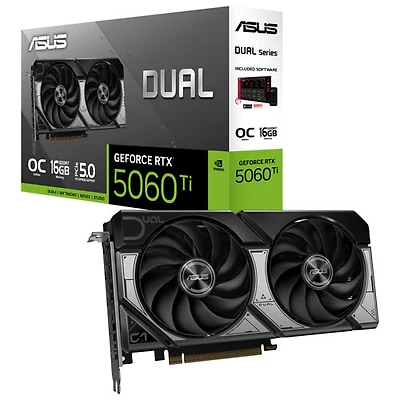 ASUS Dual GeForce RTX 5060 Ti OC 16GB GDDR7 Video Card