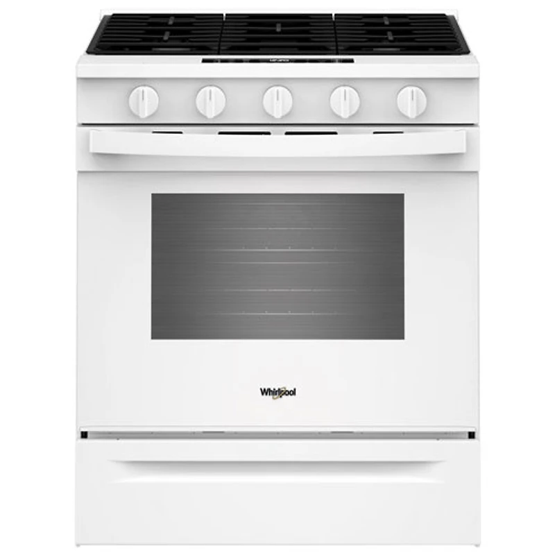 Cuisinière à gaz encastrable à 5 brûleurs avec convection à ventilateur 5 pi³ 30 po de Whirlpool (WSGS5030SW) - Blanc
