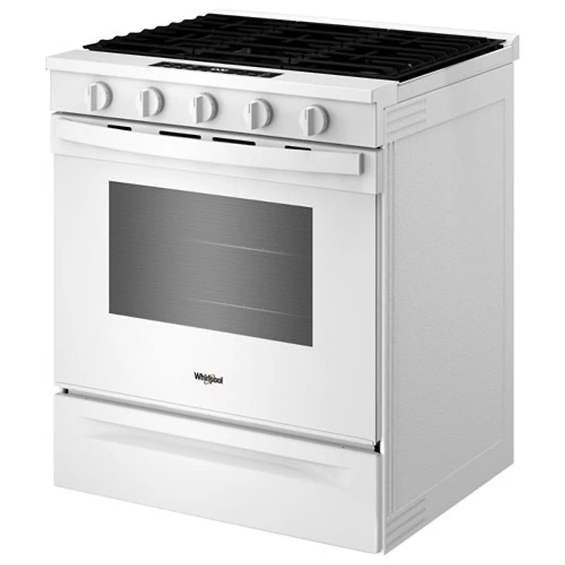 Cuisinière à gaz encastrable à 5 brûleurs avec convection à ventilateur 5 pi³ 30 po de Whirlpool (WSGS5030SW) - Blanc