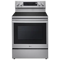 Cuisinière électrique autonome à 5 éléments avec convection véritable et friture à air chaud 6,3 pi³ 30 po de LG (LREN6325XE) - Inox