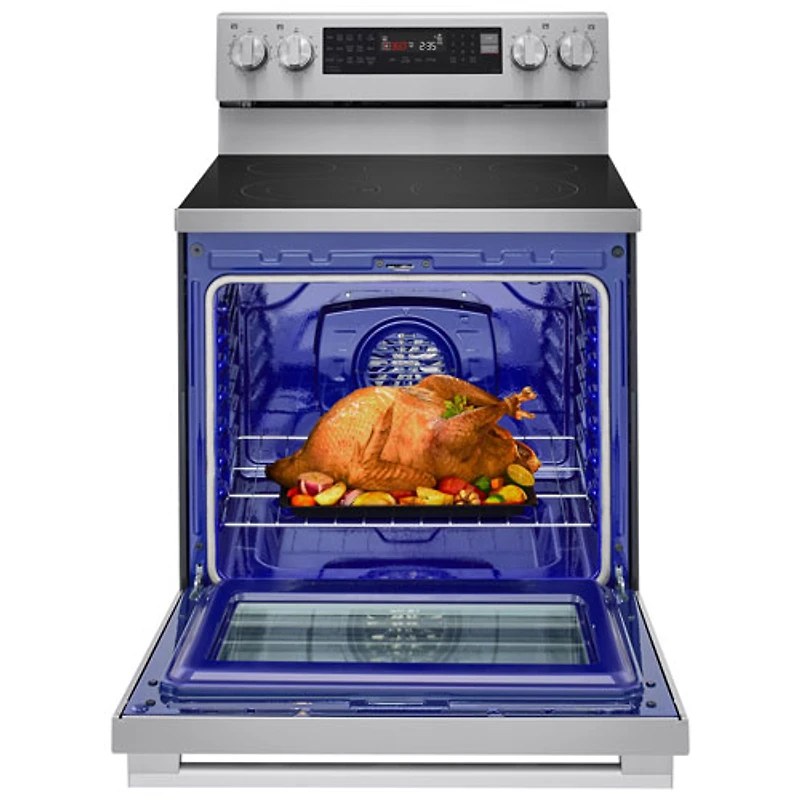Cuisinière électrique autonome à 5 éléments avec convection véritable et friture à air chaud 6,3 pi³ 30 po de LG (LREN6325XE) - Inox
