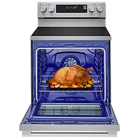 Cuisinière électrique autonome à 5 éléments avec convection véritable et friture à air chaud 6,3 pi³ 30 po de LG (LREN6325XE) - Inox