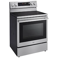 Cuisinière électrique autonome à 5 éléments avec convection véritable et friture à air chaud 6,3 pi³ 30 po de LG (LREN6325XE) - Inox