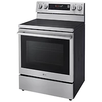 Cuisinière électrique autonome à 5 éléments avec convection véritable et friture à air chaud 6,3 pi³ 30 po de LG (LREN6325XE) - Inox