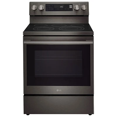 LG 30" 6.3 Cu. Ft. True Convection 5-Element Freestanding Electric Air Fry Range (LREN6325ZE) - Black Stainless