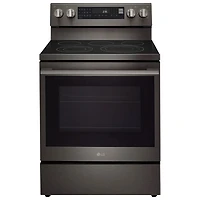 LG 30" 6.3 Cu. Ft. True Convection 5-Element Freestanding Electric Air Fry Range (LREN6325ZE) - Black Stainless