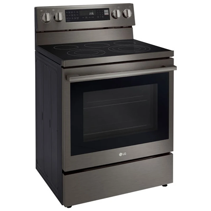 LG 30" 6.3 Cu. Ft. True Convection 5-Element Freestanding Electric Air Fry Range (LREN6325ZE) - Black Stainless