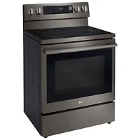 LG 30" 6.3 Cu. Ft. True Convection 5-Element Freestanding Electric Air Fry Range (LREN6325ZE) - Black Stainless