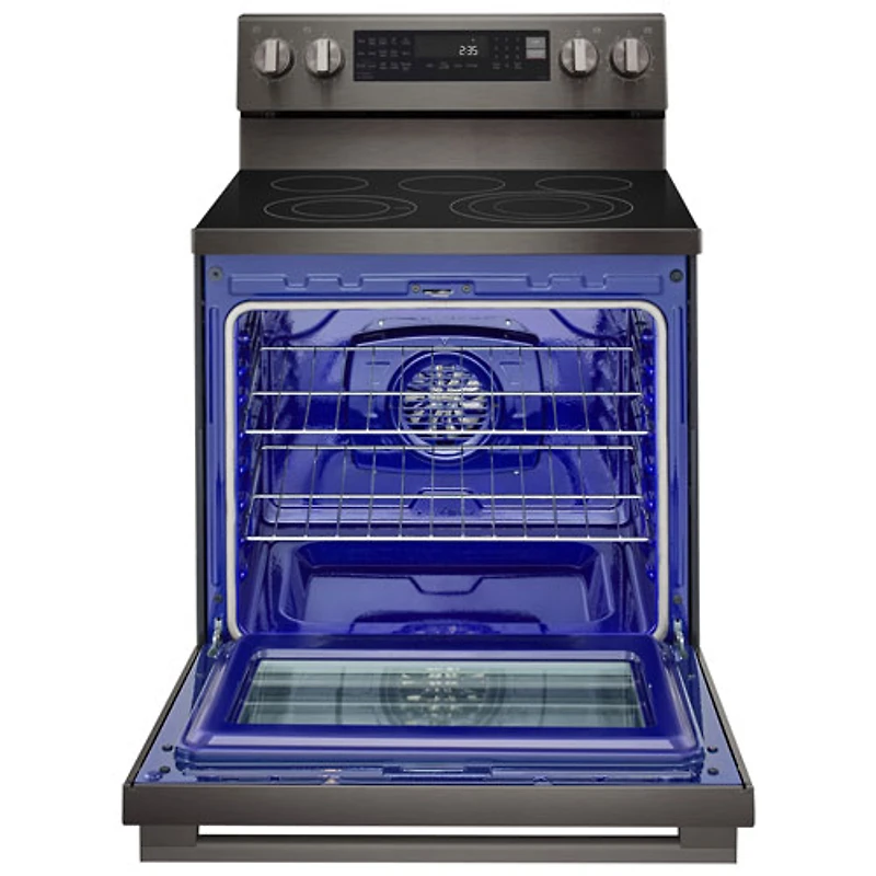 LG 30" 6.3 Cu. Ft. True Convection 5-Element Freestanding Electric Air Fry Range (LREN6325ZE) - Black Stainless
