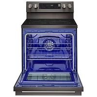 LG 30" 6.3 Cu. Ft. True Convection 5-Element Freestanding Electric Air Fry Range (LREN6325ZE) - Black Stainless