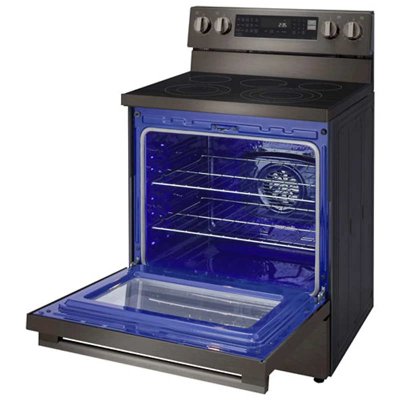 LG 30" 6.3 Cu. Ft. True Convection 5-Element Freestanding Electric Air Fry Range (LREN6325ZE) - Black Stainless