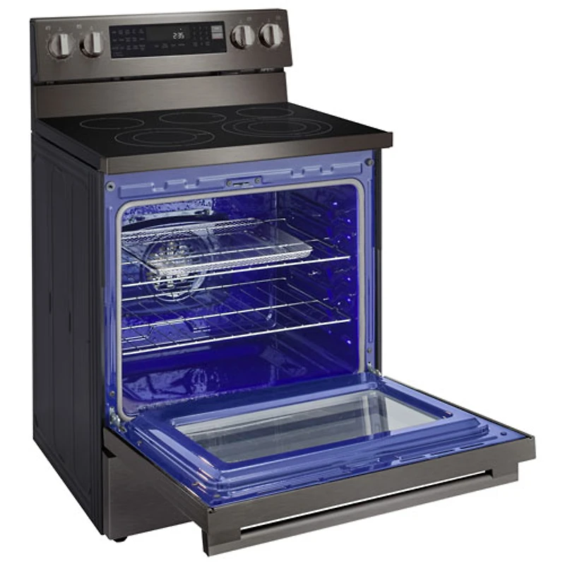 LG 30" 6.3 Cu. Ft. True Convection 5-Element Freestanding Electric Air Fry Range (LREN6325ZE) - Black Stainless