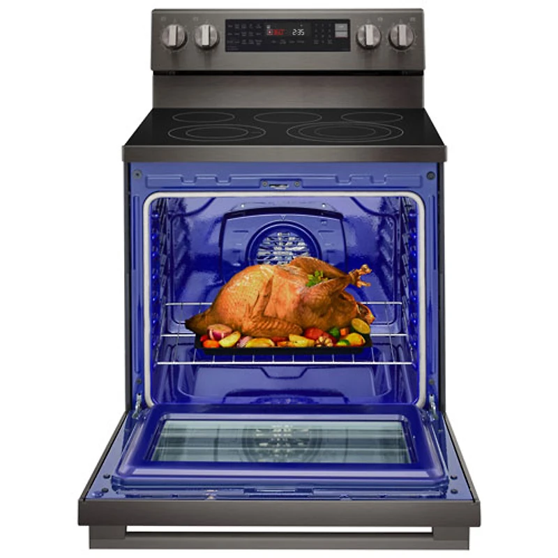 Cuisinière électrique autonome à 5 éléments avec convection véritable et friture à air chaud 6,3 pi³ 30 po de LG (LREN6325ZE) - Inox noir