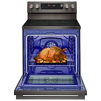 Cuisinière électrique autonome à 5 éléments avec convection véritable et friture à air chaud 6,3 pi³ 30 po de LG (LREN6325ZE) - Inox noir
