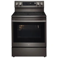 LG 30" 6.3 Cu. Ft. True Convection 5-Element Freestanding Electric Air Fry Range (LREN6325ZE) - Black Stainless
