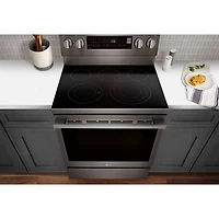 LG 30" 6.3 Cu. Ft. True Convection 5-Element Freestanding Electric Air Fry Range (LREN6325ZE) - Black Stainless