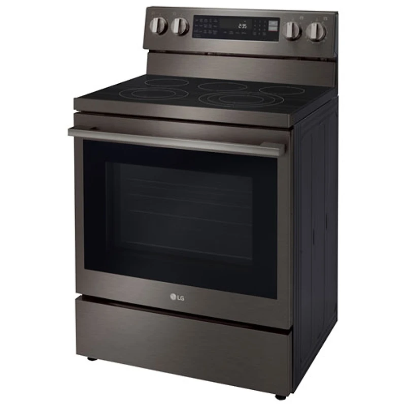 Cuisinière électrique autonome à 5 éléments avec convection véritable et friture à air chaud 6,3 pi³ 30 po de LG (LREN6325ZE) - Inox noir