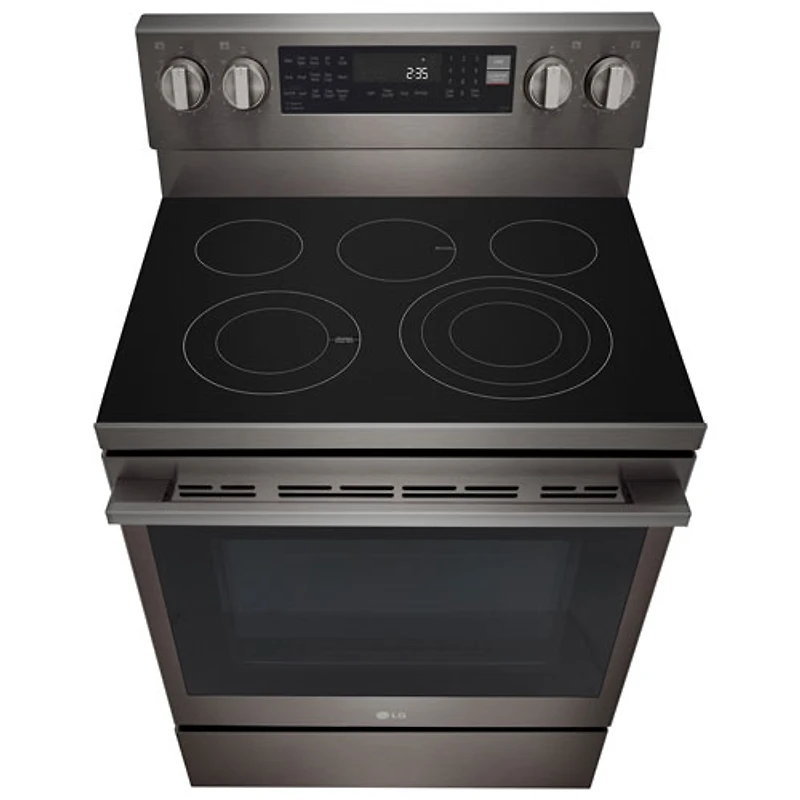 Cuisinière électrique autonome à 5 éléments avec convection véritable et friture à air chaud 6,3 pi³ 30 po de LG (LREN6325ZE) - Inox noir