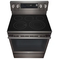 Cuisinière électrique autonome à 5 éléments avec convection véritable et friture à air chaud 6,3 pi³ 30 po de LG (LREN6325ZE) - Inox noir