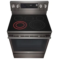 Cuisinière électrique autonome à 5 éléments avec convection véritable et friture à air chaud 6,3 pi³ 30 po de LG (LREN6325ZE) - Inox noir