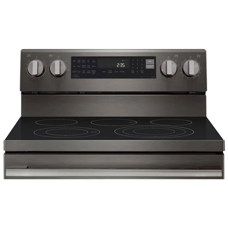 Cuisinière électrique autonome à 5 éléments avec convection véritable et friture à air chaud 6,3 pi³ 30 po de LG (LREN6325ZE) - Inox noir