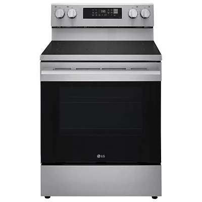 Cuisinière électrique autonome à 5 éléments avec convection véritable et friture à air 6,3 pi³ 30 po de LG (LREN6323YE) - Inox