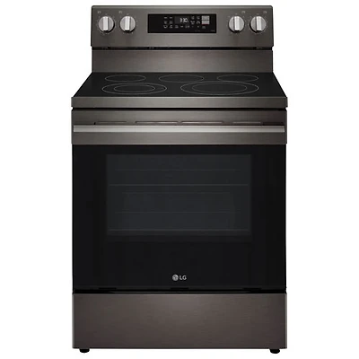 LG 30" 6.3 Cu. Ft. True Convection 5-Element Freestanding Electric Air Fry Range (LREN6323ZE) - Black Stainless