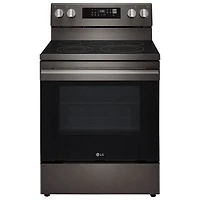 LG 30" 6.3 Cu. Ft. True Convection 5-Element Freestanding Electric Air Fry Range (LREN6323ZE) - Black Stainless