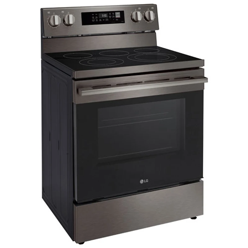 LG 30" 6.3 Cu. Ft. True Convection 5-Element Freestanding Electric Air Fry Range (LREN6323ZE) - Black Stainless