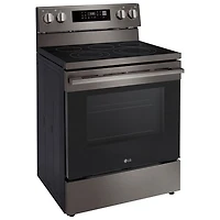 LG 30" 6.3 Cu. Ft. True Convection 5-Element Freestanding Electric Air Fry Range (LREN6323ZE) - Black Stainless