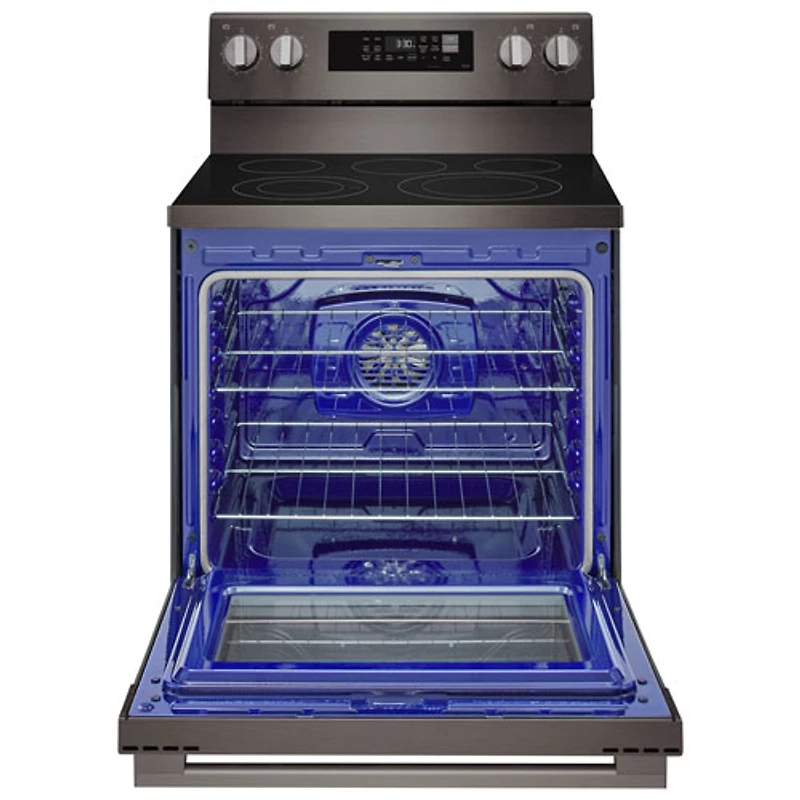 LG 30" 6.3 Cu. Ft. True Convection 5-Element Freestanding Electric Air Fry Range (LREN6323ZE) - Black Stainless