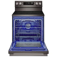 LG 30" 6.3 Cu. Ft. True Convection 5-Element Freestanding Electric Air Fry Range (LREN6323ZE) - Black Stainless