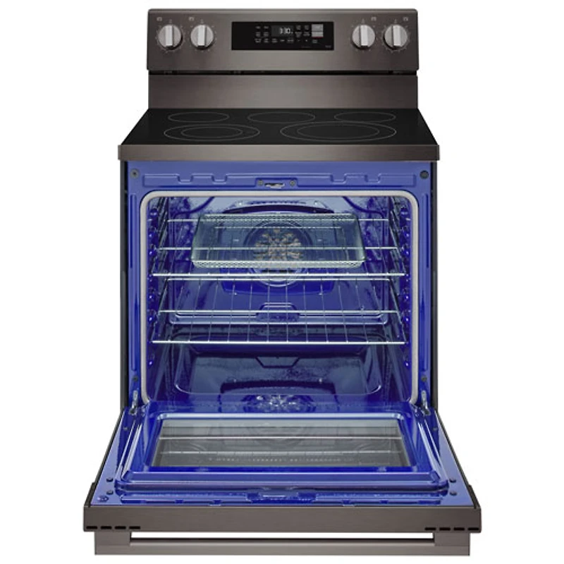 Cuisinière électrique autonome à 5 éléments avec convection véritable et friture à air chaud 6,3 pi³ 30 po de LG (LREN6323ZE) - Inox noir