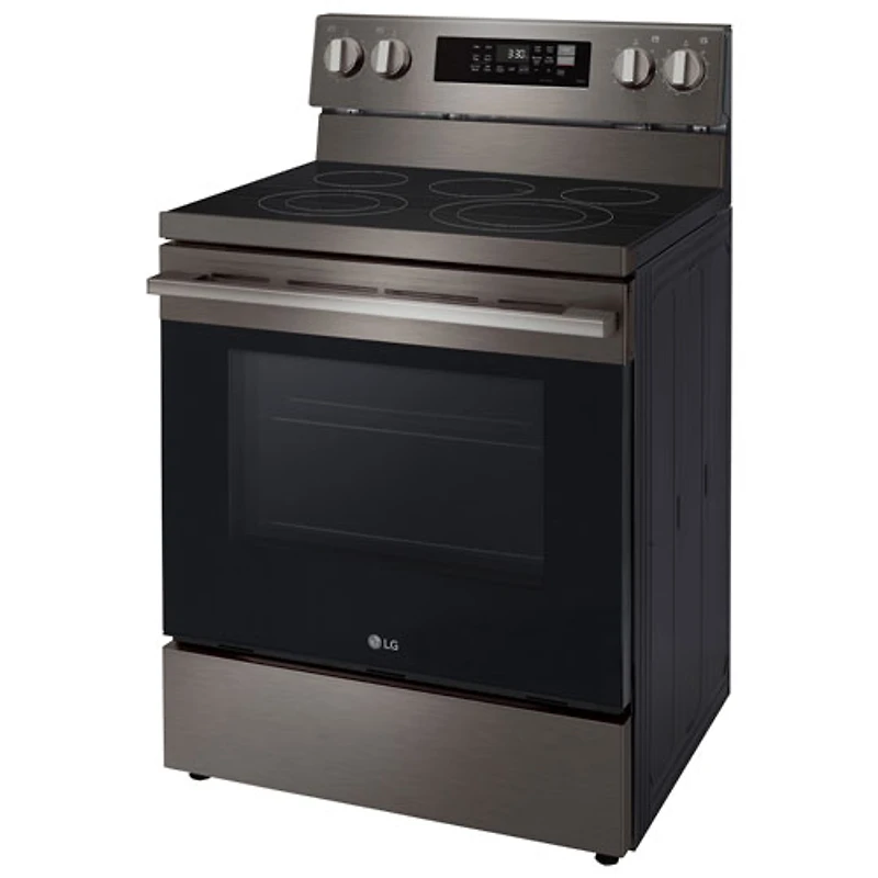 Cuisinière électrique autonome à 5 éléments avec convection véritable et friture à air chaud 6,3 pi³ 30 po de LG (LREN6323ZE) - Inox noir