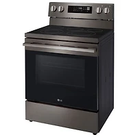 Cuisinière électrique autonome à 5 éléments avec convection véritable et friture à air chaud 6,3 pi³ 30 po de LG (LREN6323ZE) - Inox noir