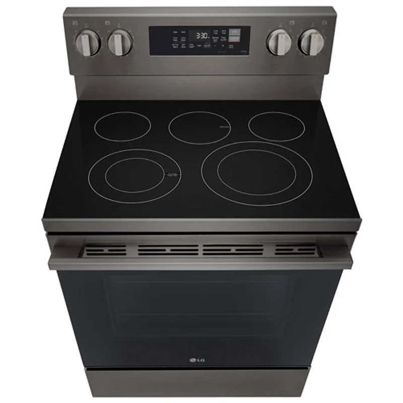 LG 30" 6.3 Cu. Ft. True Convection 5-Element Freestanding Electric Air Fry Range (LREN6323ZE) - Black Stainless