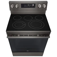 LG 30" 6.3 Cu. Ft. True Convection 5-Element Freestanding Electric Air Fry Range (LREN6323ZE) - Black Stainless