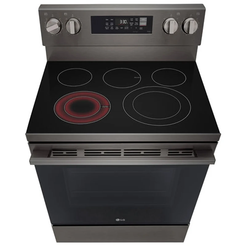 Cuisinière électrique autonome à 5 éléments avec convection véritable et friture à air chaud 6,3 pi³ 30 po de LG (LREN6323ZE) - Inox noir