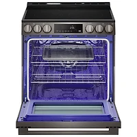 LG 30" 6.3 Cu. Ft. Fan Convection 5-Element Slide-In Electric Air Fry Range (LSEL6333ZE) - Black Stainless Steel