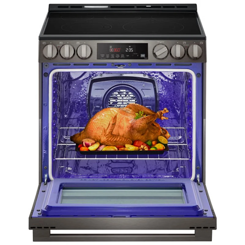 LG 30" 6.3 Cu. Ft. Fan Convection 5-Element Slide-In Electric Air Fry Range (LSEL6333ZE) - Black Stainless Steel
