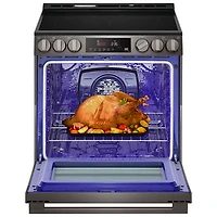 LG 30" 6.3 Cu. Ft. Fan Convection 5-Element Slide-In Electric Air Fry Range (LSEL6333ZE) - Black Stainless Steel