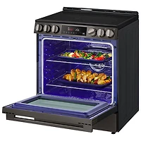 LG 30" 6.3 Cu. Ft. Fan Convection 5-Element Slide-In Electric Air Fry Range (LSEL6333ZE) - Black Stainless Steel