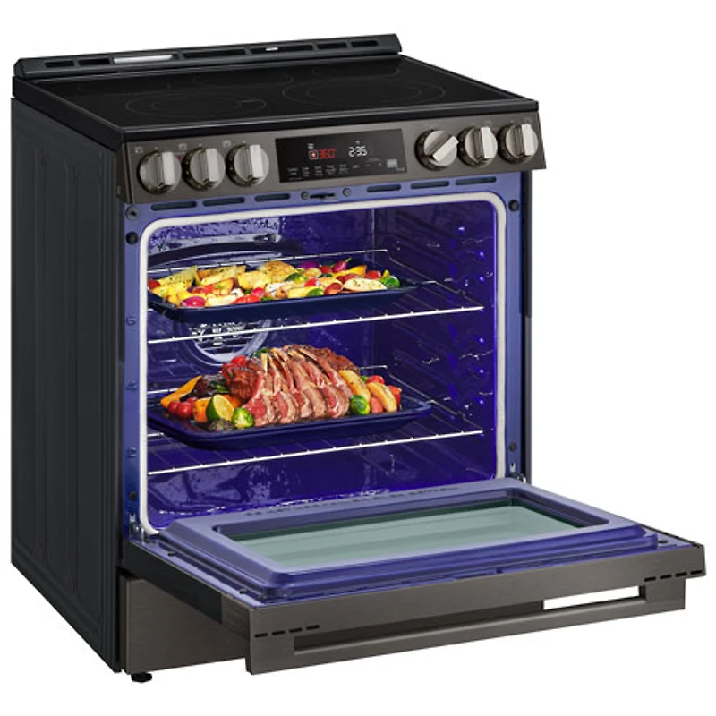 LG 30" 6.3 Cu. Ft. Fan Convection 5-Element Slide-In Electric Air Fry Range (LSEL6333ZE) - Black Stainless Steel