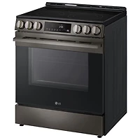 LG 30" 6.3 Cu. Ft. Fan Convection 5-Element Slide-In Electric Air Fry Range (LSEL6333ZE) - Black Stainless Steel