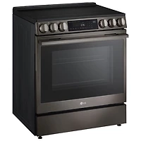 LG 30" 6.3 Cu. Ft. True Convection 5-Element Slide-In Electric Air Fry Range (LSEL6335ZE) - Black Stainless Steel