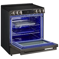 LG 30" 6.3 Cu. Ft. True Convection 5-Element Slide-In Electric Air Fry Range (LSEL6335ZE) - Black Stainless Steel